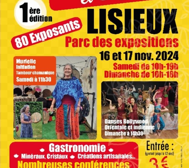 Salon du Bien-être et artisanat les 16 et 17 Novembre 2024 au Parc des Expositions à Lisieux (Calvados 14). Nombreuses conférences. 80 exposants. Une spéciale gastronomie. De nombreuses idées cadeaux à découvrir sur place.