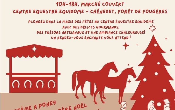 L’association Team Dome organise son Marché de Noël le dimanche 8 Décembre 2024 au centre équestre Equidome-Chênedet dans la jolie forêt de Fougères (35 Ille et Vilaine).